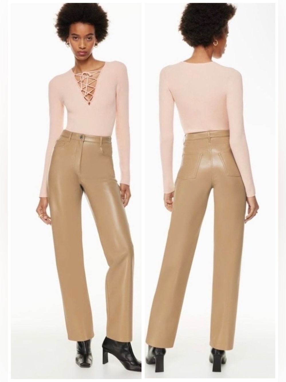 Aritzia Wilfred The Melina Vegan Leather Pant in Saville Beige Womens Size S